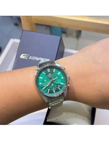 Reloj Casio Edifice Para Hombre EFV-650D-3A Cronógrafo Correa Acero Plateado 100M