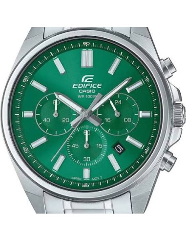 Reloj Casio Edifice Para Hombre EFV-650D-3A Cronógrafo Correa Acero Plateado 100M