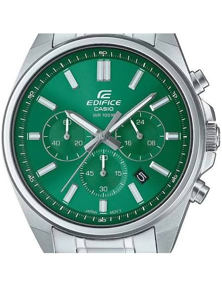Reloj Casio Edifice Para Hombre EFV-650D-3A Cronógrafo Correa Acero Plateado 100M