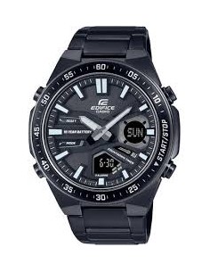 Reloj Casio Edifice Para Hombre EFV-C110DC-1A Anadigi Correa Acero Negro Batería 10 Años 100M