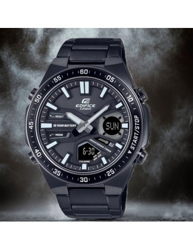 Reloj Casio Edifice Para Hombre EFV-C110DC-1A Anadigi Correa Acero Negro Batería 10 Años 100M