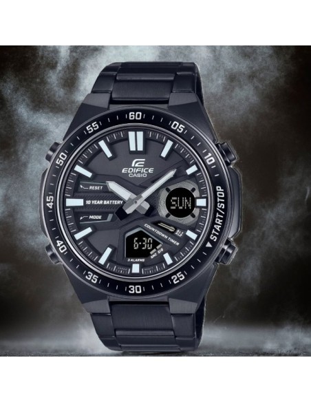 Reloj Casio Edifice Para Hombre EFV-C110DC-1A Anadigi Correa Acero Negro Batería 10 Años 100M