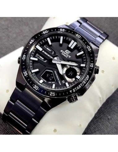 Reloj Casio Edifice Para Hombre EFV-C110DC-1A Anadigi Correa Acero Negro Batería 10 Años 100M