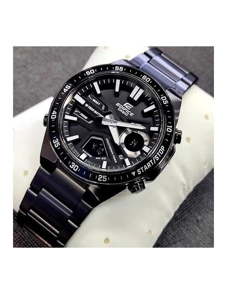 Reloj Casio Edifice Para Hombre EFV-C110DC-1A Anadigi Correa Acero Negro Batería 10 Años 100M