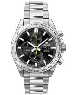 Reloj Casio Edifice Para Hombre EFR-574D-1A Cronógrafo Correa Acero Plateado Esfera Negra 100M