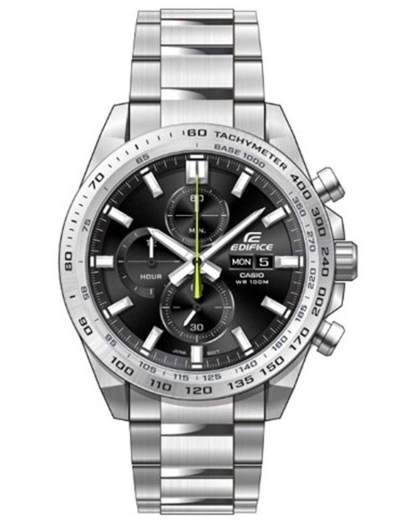 Reloj Casio Edifice Para Hombre EFR-574D-1A Cronógrafo Correa Acero Plateado Esfera Negra 100M