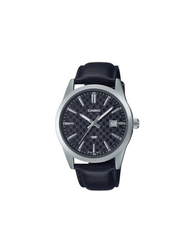 Reloj Casio Para Hombre MTP-VD03L-1A Analógico Correa Cuero Negra Esfera Negra