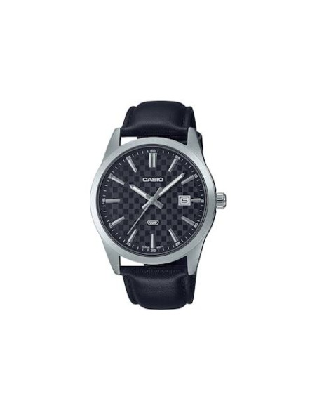 Reloj Casio Para Hombre MTP-VD03L-1A Analógico Correa Cuero Negra Esfera Negra