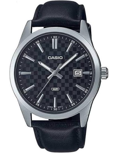 Reloj Casio Para Hombre MTP-VD03L-1A Analógico Correa Cuero Negra Esfera Negra
