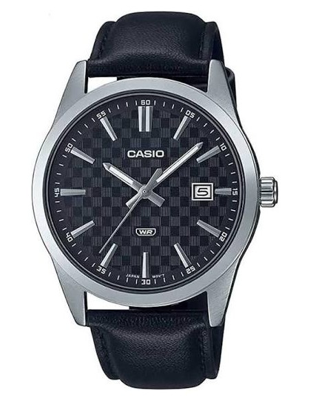 Reloj Casio Para Hombre MTP-VD03L-1A Analógico Correa Cuero Negra Esfera Negra