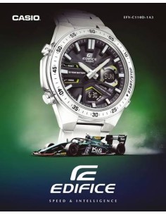 Reloj Casio Edifice Para Hombre EFV-C110D-1A3 Anadigi Correa Acero Batería 10 Años 100M 2