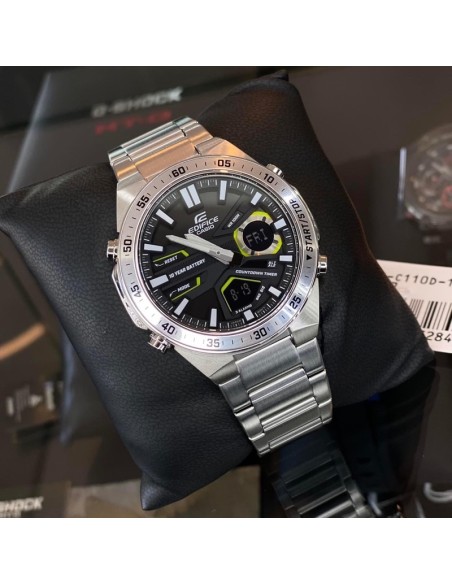 Reloj Casio Edifice Para Hombre EFV-C110D-1A3 Anadigi Correa Acero Batería 10 Años 100M