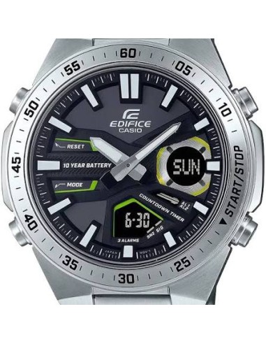 Reloj Casio Edifice Para Hombre EFV-C110D-1A3 Anadigi Correa Acero Batería 10 Años 100M
