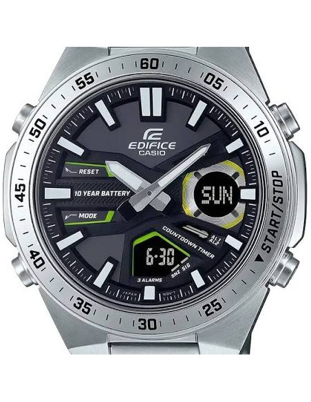 Reloj Casio Edifice Para Hombre EFV-C110D-1A3 Anadigi Correa Acero Batería 10 Años 100M