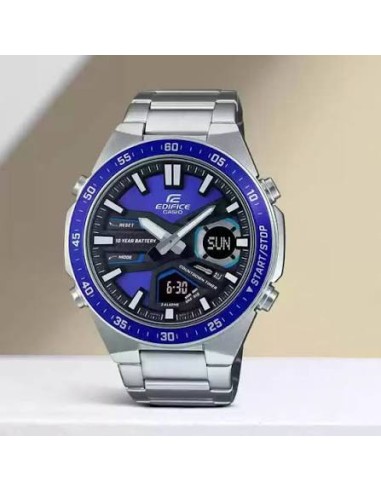Reloj Casio Edifice Para Hombre EFV-C110D-2A Anadigi Correa Acero Batería 10 Años 100M