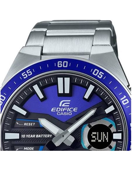 Reloj Casio Edifice Para Hombre EFV-C110D-2A Anadigi Correa Acero Batería 10 Años 100M