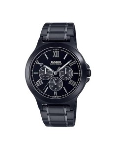 Reloj Casio Para Hombre MTP-V300B-1A Multifuncion Correa y Caja Acero Negro Esfera Negra