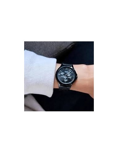 Reloj Casio Para Hombre MTP-V300B-1A Multifuncion Correa y Caja Acero Negro Esfera Negra