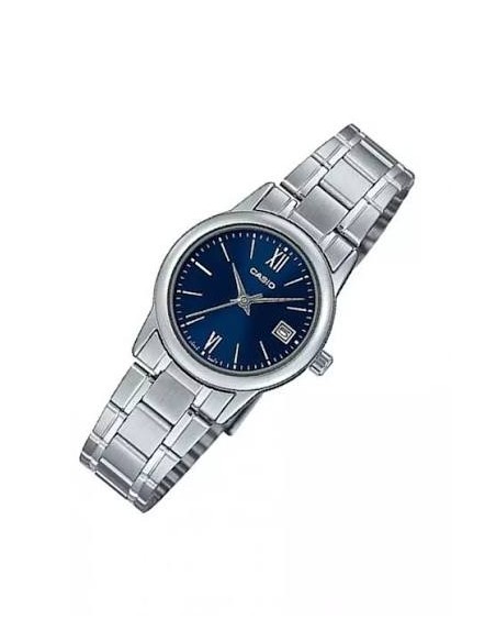 Reloj Casio Para Mujer LTP-V002D-2B3 Analógico Correa Acero Esfera azul Números Arábigos Fecha