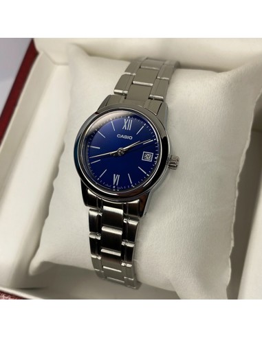 Reloj Casio Para Mujer LTP-V002D-2B3 Analógico Correa Acero Esfera azul Números Arábigos Fecha