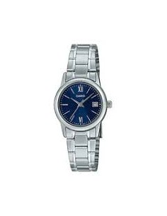 Reloj Casio Para Mujer LTP-V002D-2B3 Analógico Correa Acero Esfera azul Números Arábigos Fecha