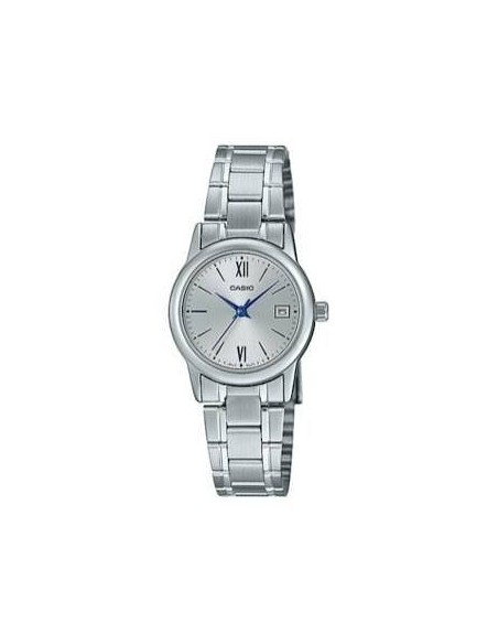 Reloj Casio Para Mujer LTP-V002D-7B3 Analógico Correa Acero Esfera gris Números Arábigos Fecha