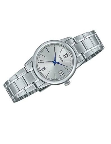Reloj Casio Para Mujer LTP-V002D-7B3 Analógico Correa Acero Esfera gris Números Arábigos Fecha