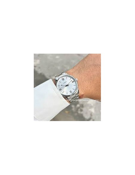 Reloj Casio Para Hombre MTP-V005D-7B5 Analógico Correa Acero Esfera Blanca