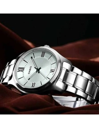 Reloj Casio Para Hombre MTP-V005D-7B5 Analógico Correa Acero Esfera Blanca
