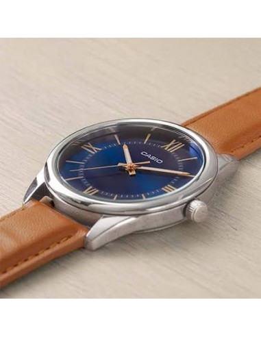 Reloj analógico hombre Casio MTP-V005L-2B5 40mm dial azul correa de cuero