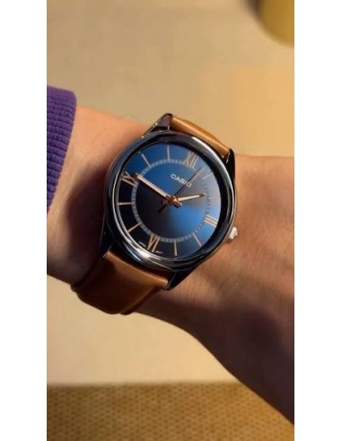 Reloj analógico hombre Casio MTP-V005L-2B5 40mm dial azul correa de cuero