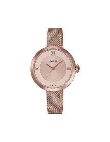 Reloj Casio Para Mujer LTP-E154MPG-4A Analógico Malla Milanesa Oro Rosa