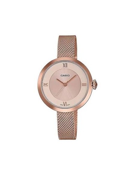 Reloj Casio Para Mujer LTP-E154MPG-4A Analógico Malla Milanesa Oro Rosa