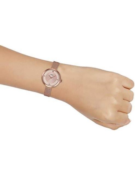 Reloj Casio Para Mujer LTP-E154MPG-4A Analógico Malla Milanesa Oro Rosa
