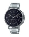 Reloj Casio Para Hombre MTP-E321D-1A Multifuncion Correa y Caja Acero Esfera Negra 50M