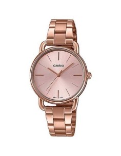 Reloj Casio Para Mujer LTP-E412PG-4A Analógico Malla Milanesa Acero Oro Rosa Esfera Rosa