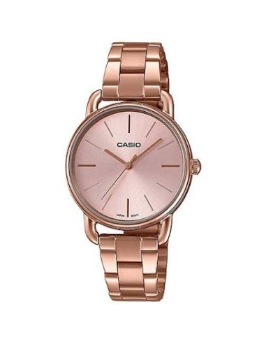 Reloj Casio Para Mujer LTP-E412PG-4A Analógico Malla Milanesa Acero Oro Rosa Esfera Rosa