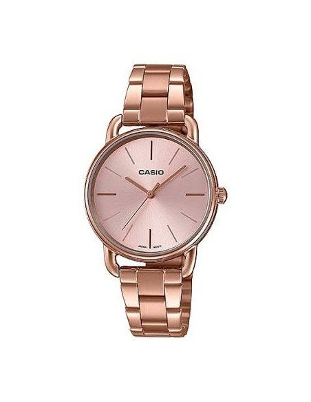 Reloj Casio Para Mujer LTP-E412PG-4A Analógico Malla Milanesa Acero Oro Rosa Esfera Rosa