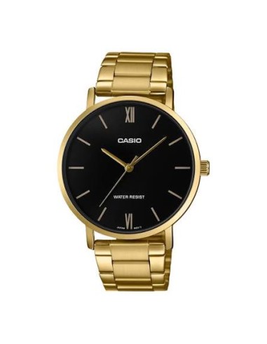 reloj analógico para hombre Casio MTP-VT01G-1B con diseño minimalista en dorado y esfera negra