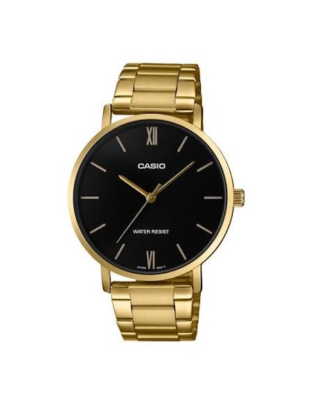 reloj analógico para hombre Casio MTP-VT01G-1B con diseño minimalista en dorado y esfera negra