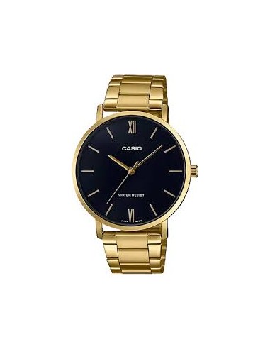 reloj analógico para hombre Casio MTP-VT01G-1B con diseño minimalista en dorado y esfera negra
