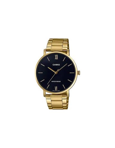 reloj analógico para hombre Casio MTP-VT01G-1B con diseño minimalista en dorado y esfera negra
