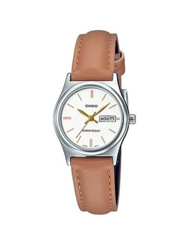 Reloj analógico para mujer Casio LTP-V006L-7B2 con correa de cuero, pantalla de fecha y día