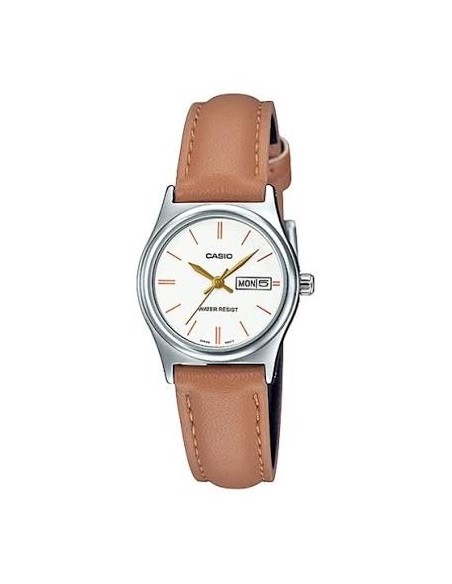 Reloj analógico para mujer Casio LTP-V006L-7B2 con correa de cuero, pantalla de fecha y día