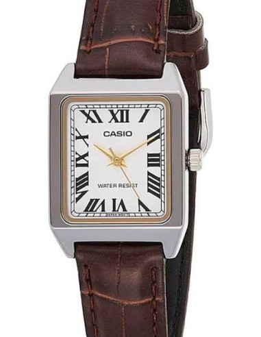 reloj analógico para mujer Casio LTP-V007L-7B2 Diseño rectangular clásico con correa de cuero