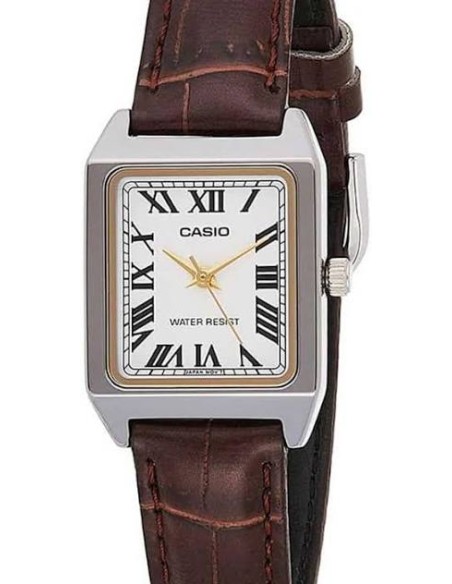 reloj analógico para mujer Casio LTP-V007L-7B2 Diseño rectangular clásico con correa de cuero