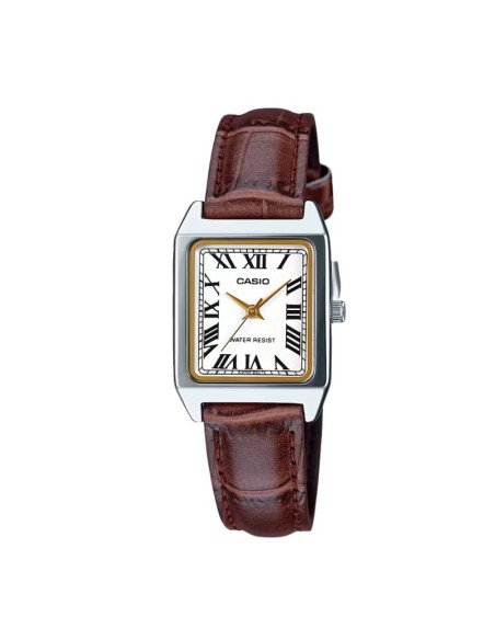 reloj analógico para mujer Casio LTP-V007L-7B2 Diseño rectangular clásico con correa de cuero