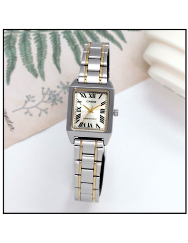 Reloj Casio LTP-V007SG-9B Rectangular correa acero inoxidable Bicolor