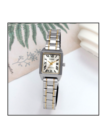 Reloj Casio LTP-V007SG-9B Rectangular correa acero inoxidable Bicolor