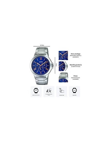 copy of Reloj Casio Para Hombre MTP-V300B-1A Multifuncion Correa y Caja Acero Negro Esfera Negra